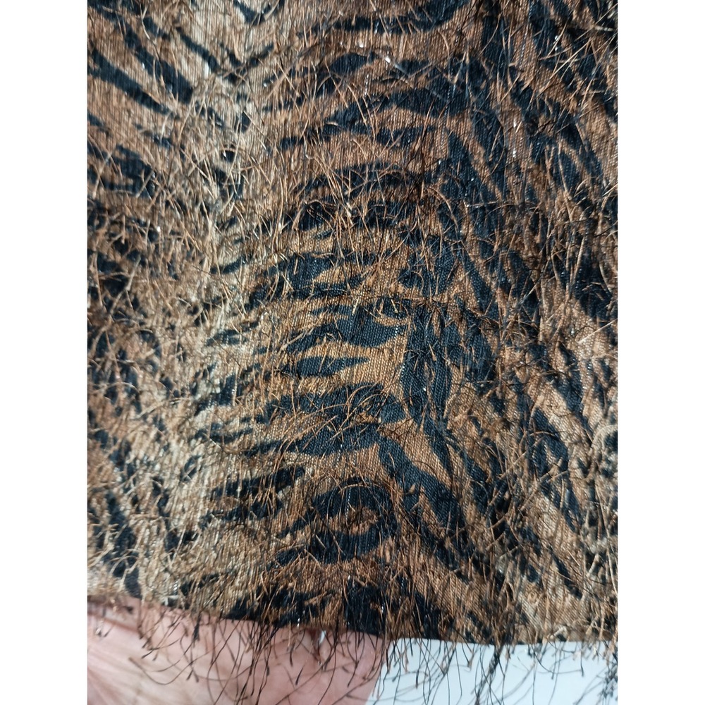 Vintage Paco Soler Vest Womens M/L Brown Animal Print Faux Fur Eyelash Knit - Picture 6 of 12